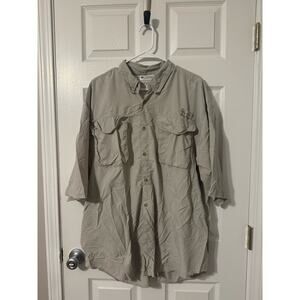 Columbia PFG Outdoor Cream/ Beige Short Sleeve Button Down Shirt Sz: Large